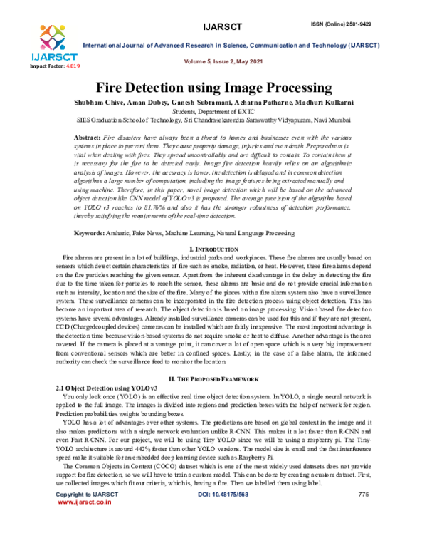 (PDF) Fire Detection Using Image Processing