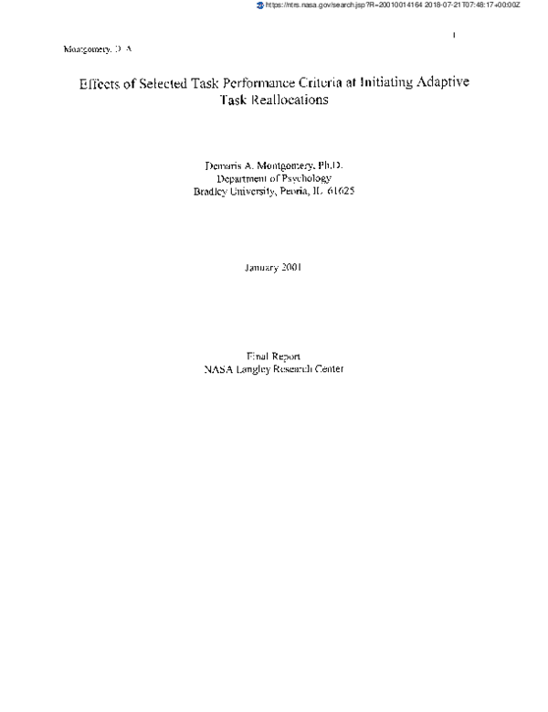 (PDF) Effects of Selected Task Performance Criteria at Initiating ...