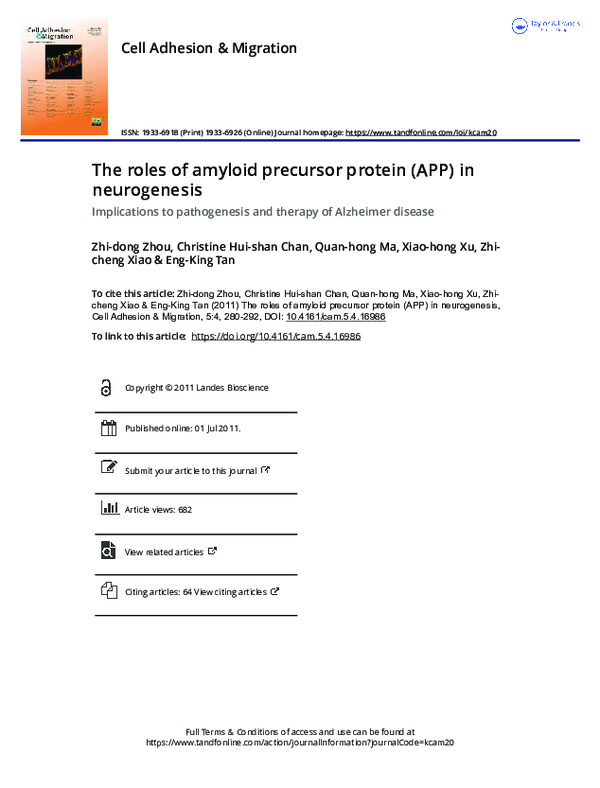 (PDF) The roles of amyloid precursor protein (APP) in neurogenesis