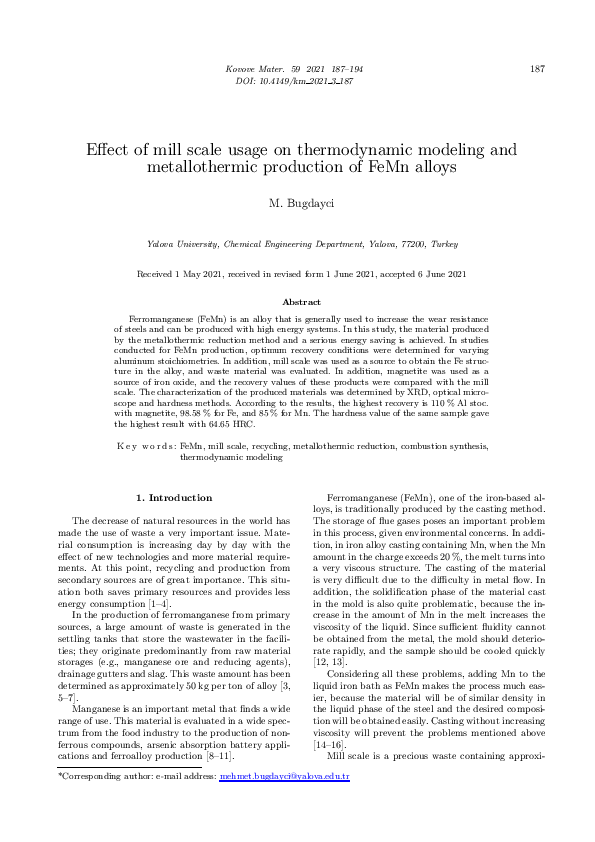 (PDF) Effect of mill scale usage on thermodynamic modeling and ...