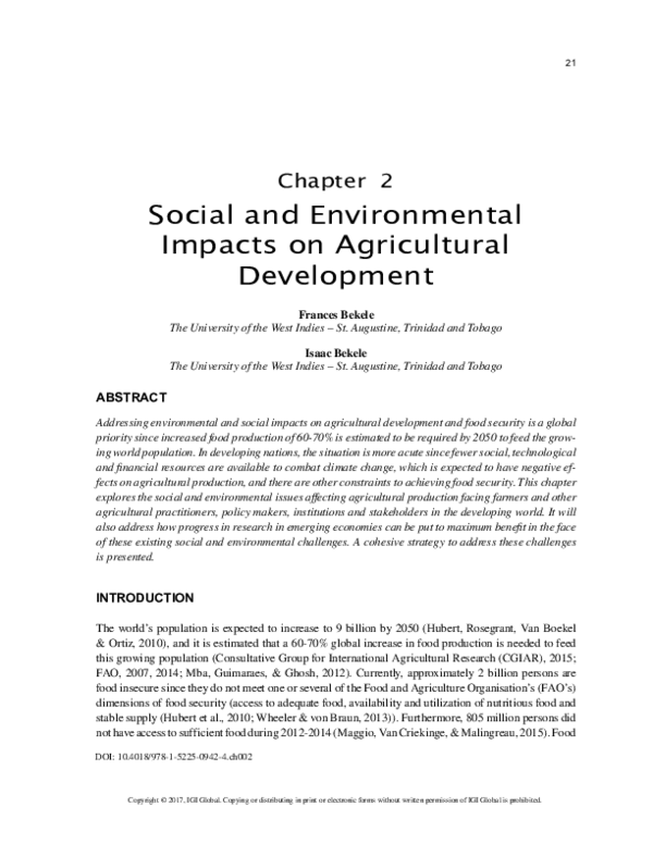 (PDF) Social and Environmental Impacts on Agricultural Development