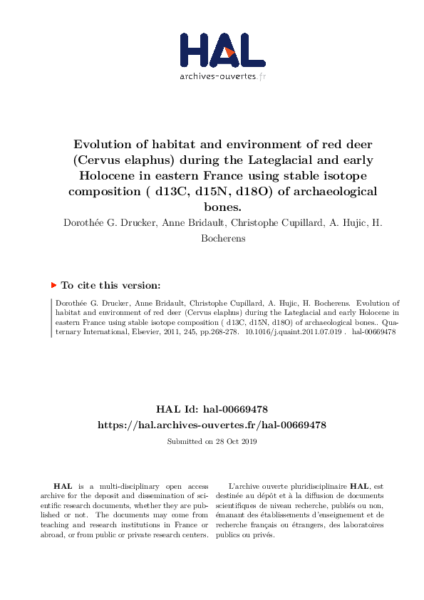 (PDF) Evolution of habitat and environment of red deer (Cervus elaphus ...