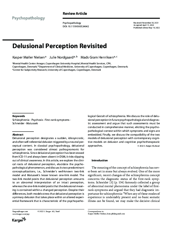 (PDF) Delusional Perception Revisited