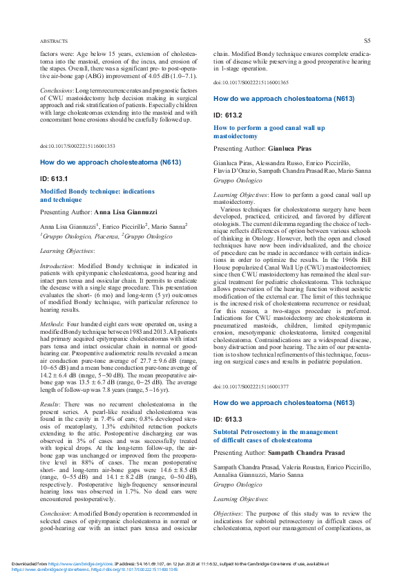 (PDF) How to perform a good canal wall up mastoidectomy Sampath