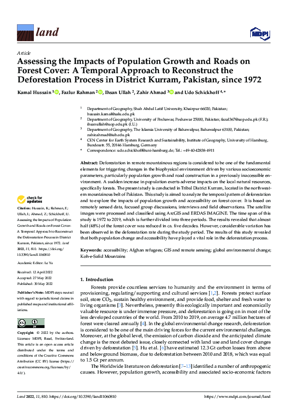(PDF) Assessing the Impacts of Population Growth and Roads on Forest ...