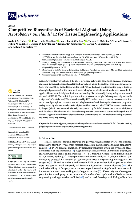 (PDF) Competitive Biosynthesis of Bacterial Alginate Using Azotobacter ...