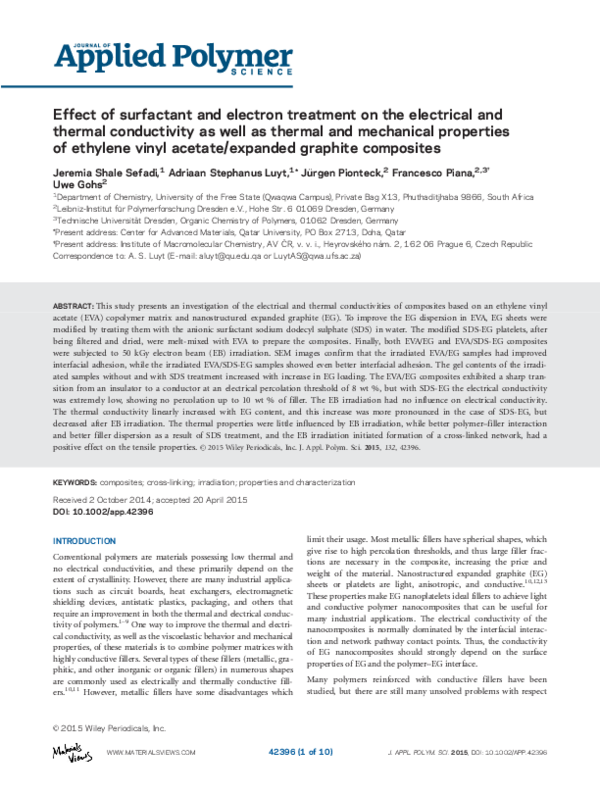 (PDF) Effect of surfactant and electron treatment on the electrical and