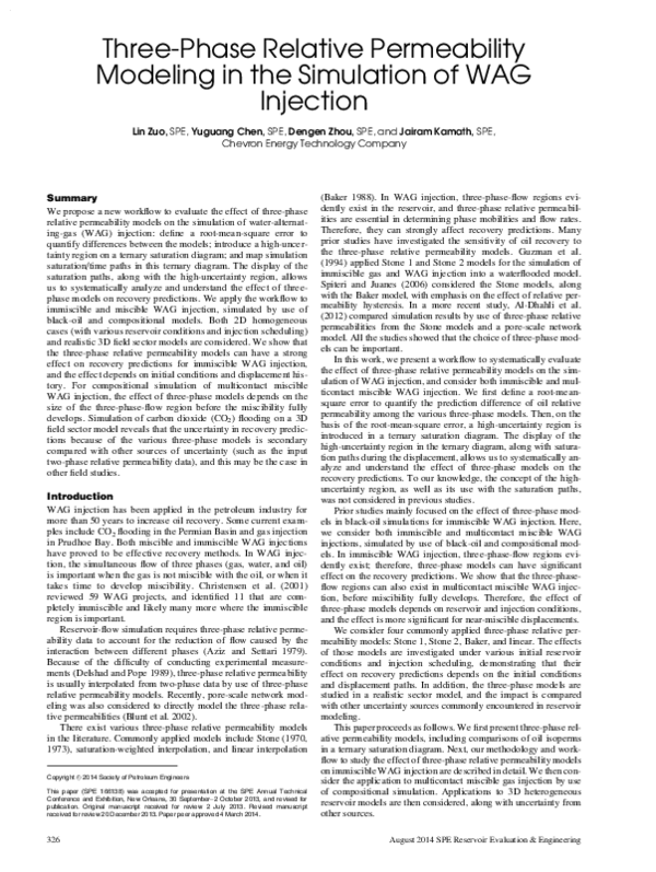 (PDF) Three-Phase Relative Permeability Modeling in the Simulation of ...