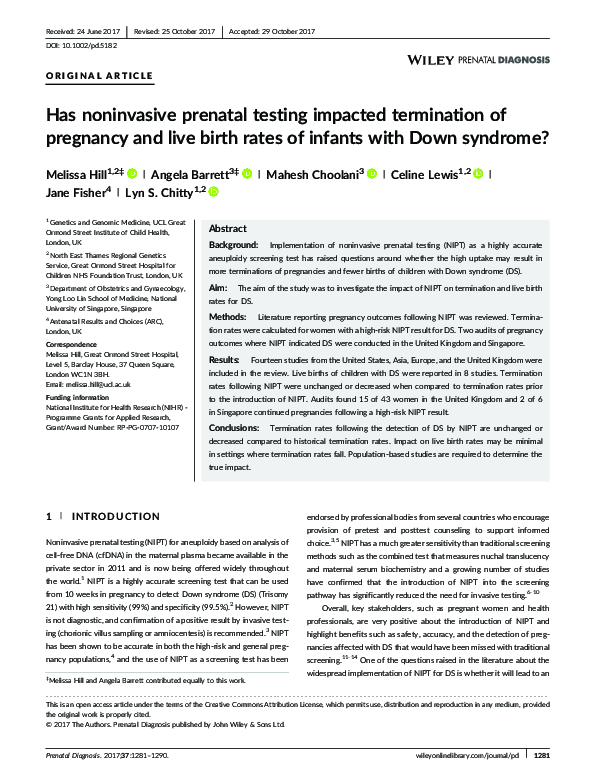 (PDF) Has noninvasive prenatal testing impacted termination of ...