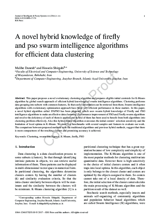 (PDF) A novel hybrid knowledge of firefly and pso swarm intelligence ...
