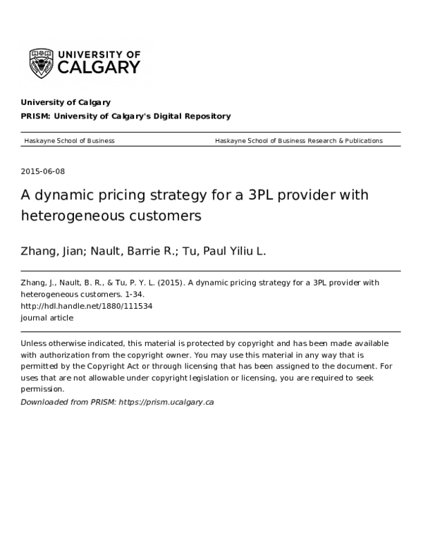 (PDF) A dynamic pricing strategy for a 3PL provider with heterogeneous ...