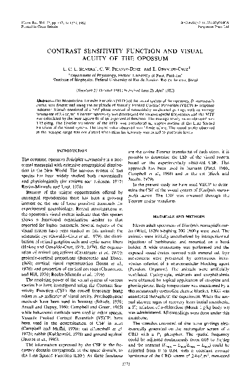 (PDF) Contrast sensitivity function and visual acuity of the opossum
