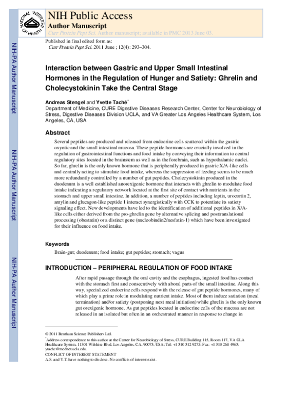 (PDF) Interaction between Gastric and Upper Small Intestinal Hormones ...