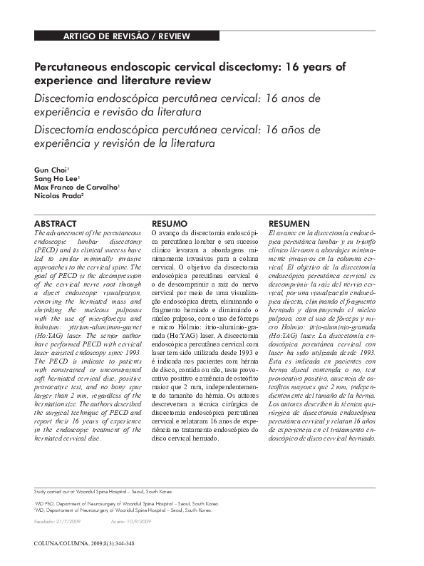 (PDF) Percutaneous endoscopic cervical discectomy for discogenic ...