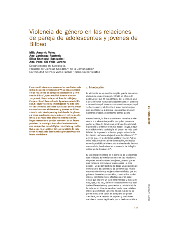 (PDF) Violencia de género en las relaciones de pareja de adolescentes y ...