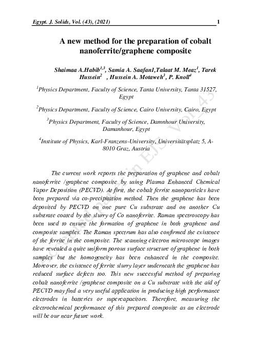 (PDF) A new method for the preparation of cobalt nanoferrite/graphene ...