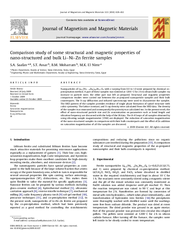 (PDF) Comparison study of some structural and magnetic properties of ...