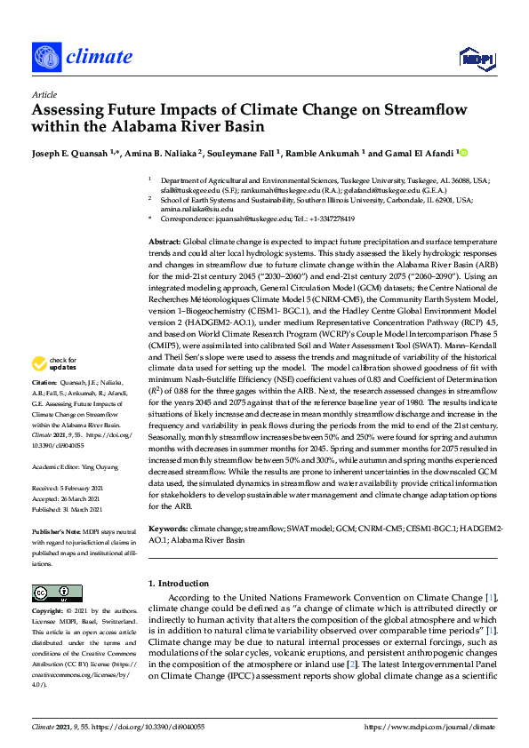 (PDF) Assessing Future Impacts of Climate Change on Streamflow within ...