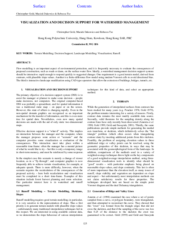 (PDF) Visualization and Decision Support for Watershed Management
