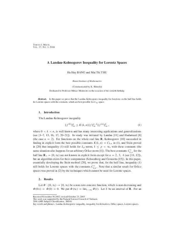 (PDF) A Landau-Kolmogorov Inequality for Lorentz Spaces | Ha Bang ...