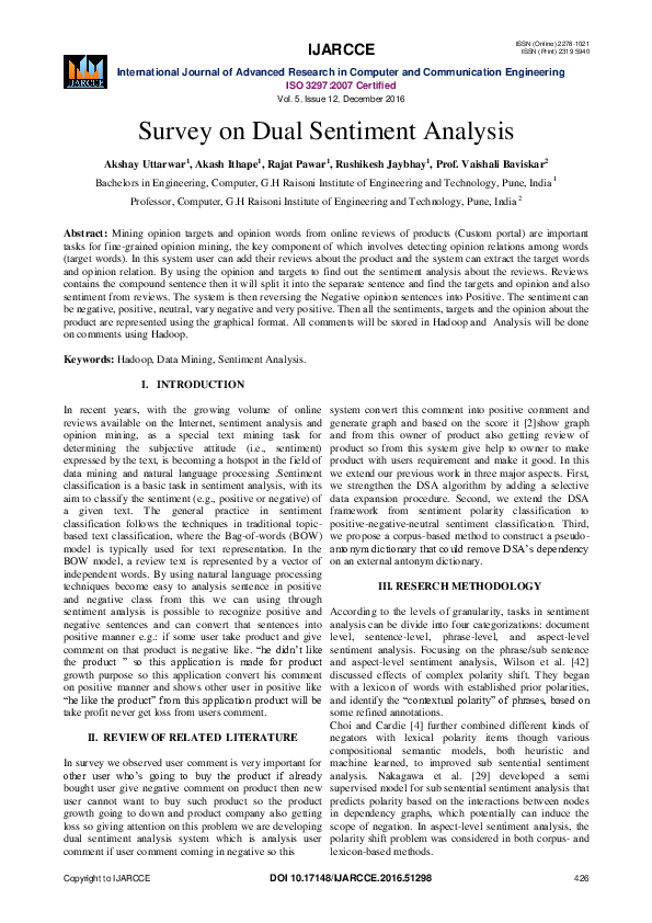 (PDF) Survey on Dual Sentiment Analysis
