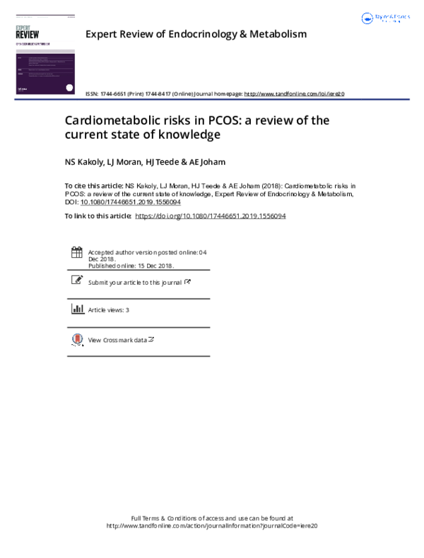 (PDF) Cardiometabolic risks in PCOS: a review of the current state of ...