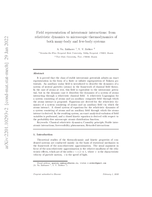 (PDF) Field representation of interatomic interactions: from ...