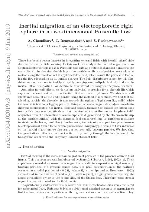 (PDF) Inertial migration of an electrophoretic rigid sphere in a two ...