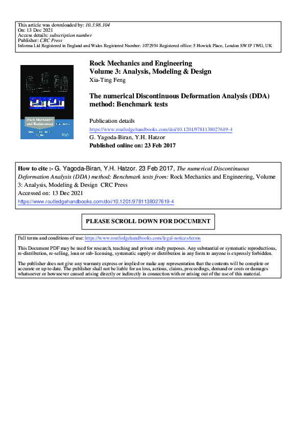 (PDF) The numerical Discontinuous Deformation Analysis (DDA) method ...