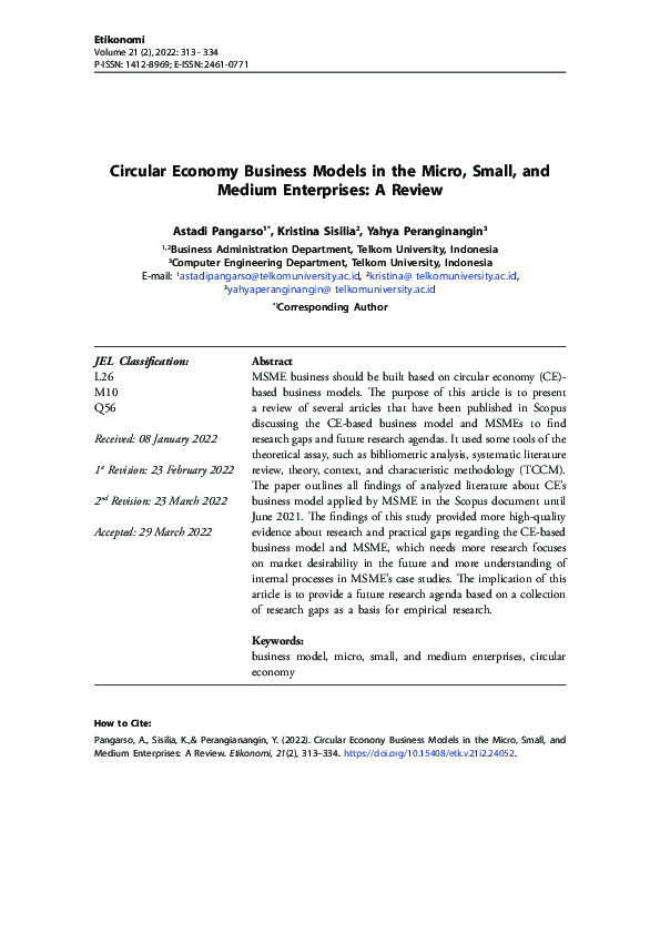 (PDF) Circular Economy Business Models in the Micro, Small, and Medium ...