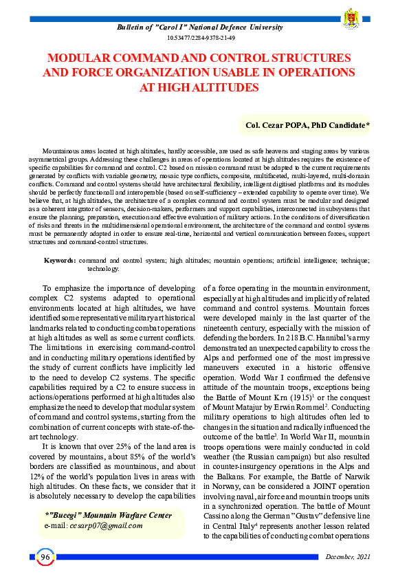(PDF) Modular Command and Control Structures and Force Organization ...