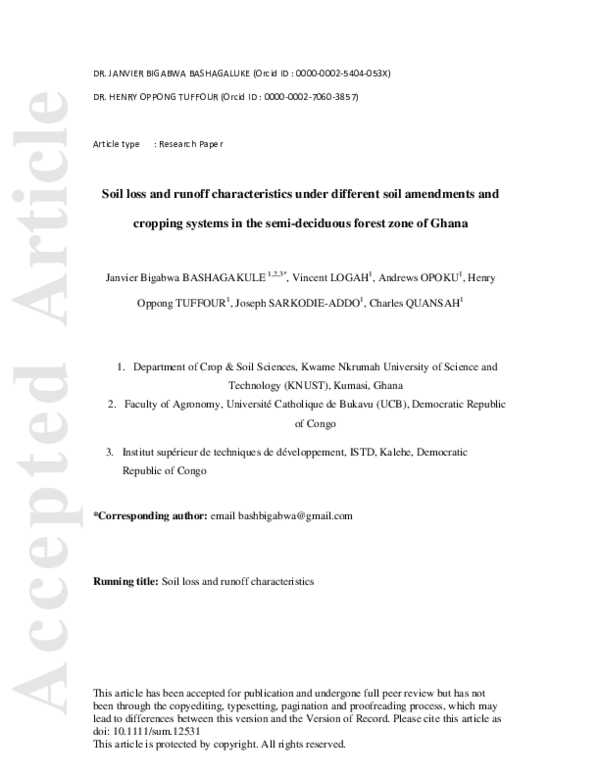 (PDF) Soil loss and runoff characteristics under different soil ...