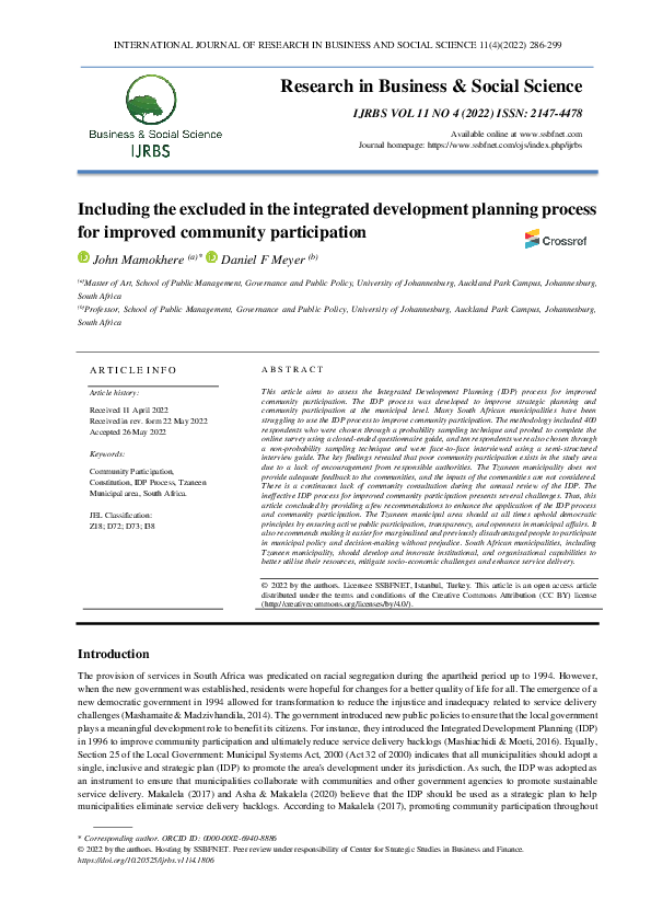 (PDF) Including the excluded in the integrated development planning ...