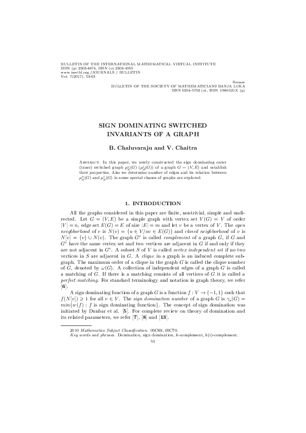 (PDF) Sign Dominating Switched Invariants of a Graph