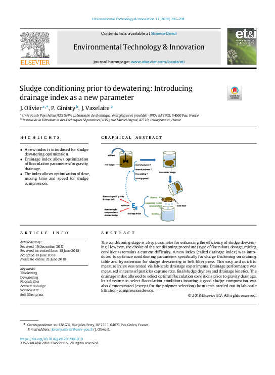 (PDF) Sludge conditioning prior to dewatering: Introducing drainage ...