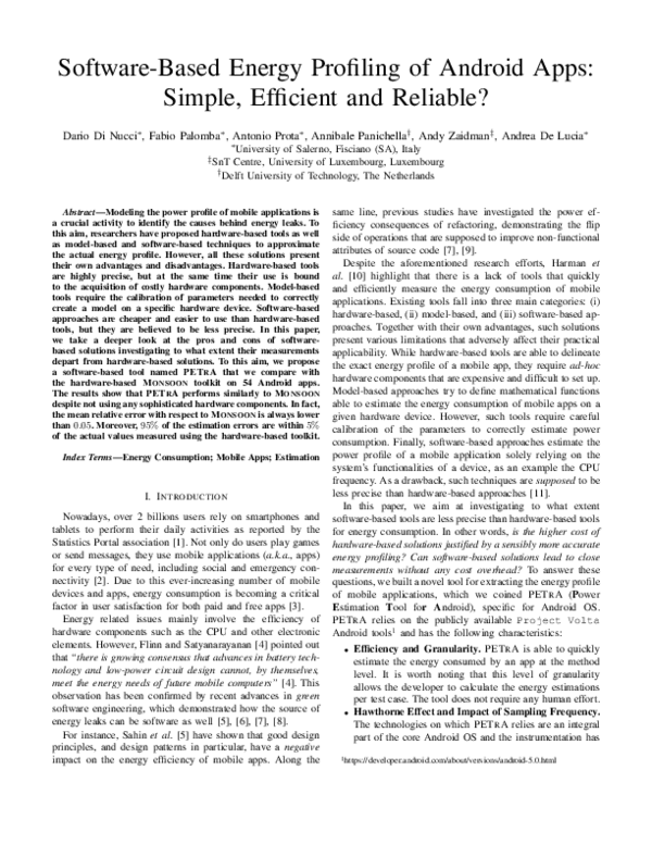 (PDF) Software-based energy profiling of Android apps: Simple ...
