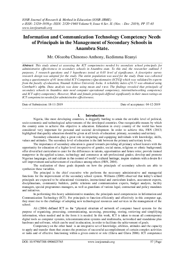 (PDF) Information and Communication Technology Competency Needs of ...