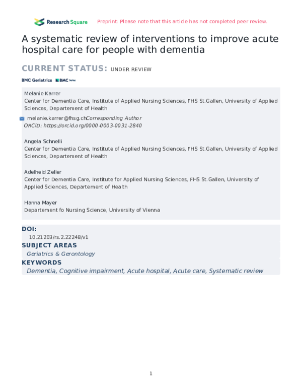 (PDF) A systematic review of interventions to improve acute hospital ...