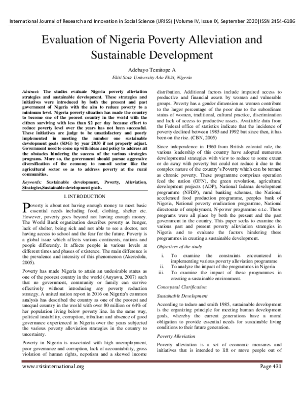 (PDF) Evaluation of Nigeria Poverty Alleviation and Sustainable Development