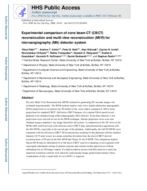 (PDF) Experimental comparison of cone beam CT (CBCT) reconstruction and ...