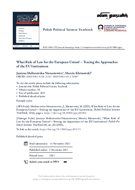 (PDF) What Rule of Law for the European Union? – Tracing the Approaches ...