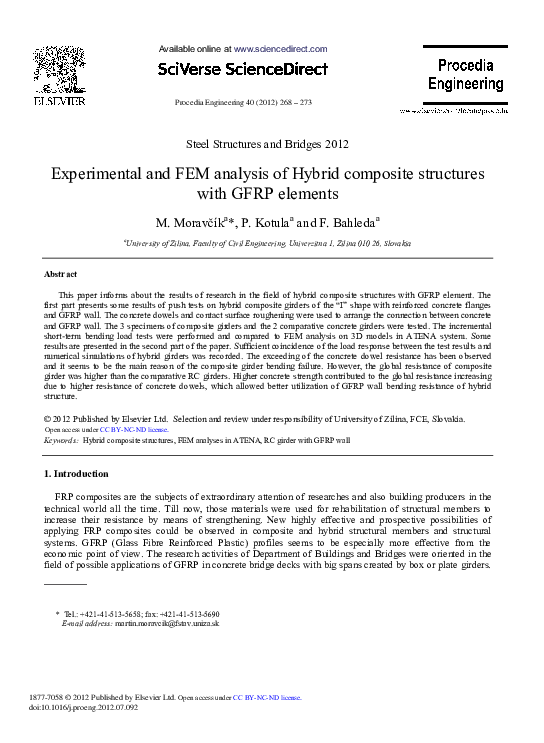 (PDF) Experimental and FEM Analysis of Hybrid Composite Structures with ...