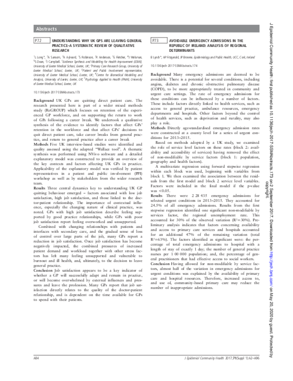 (PDF) P72 Understanding why uk gps are leaving general practicea