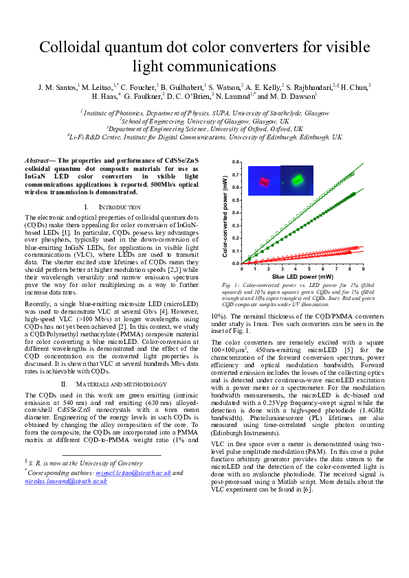 (PDF) Colloidal quantum dot color converters for visible light ...