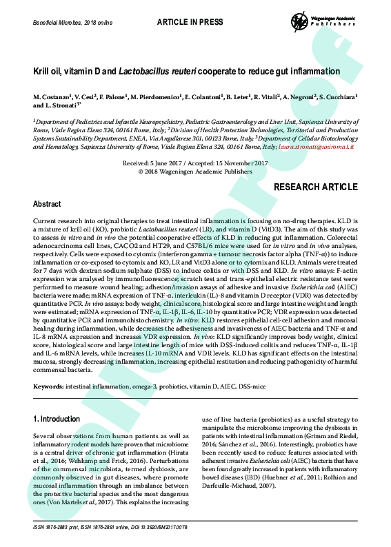 (PDF) Krill oil, vitamin D and Lactobacillus reuteri cooperate to