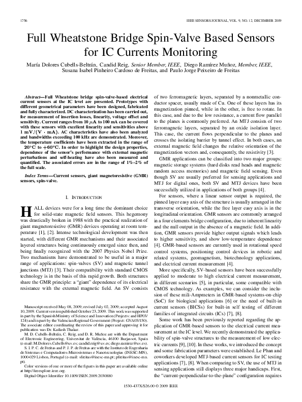 (PDF) Full Wheatstone Bridge Spin-Valve Based Sensors for IC Currents ...