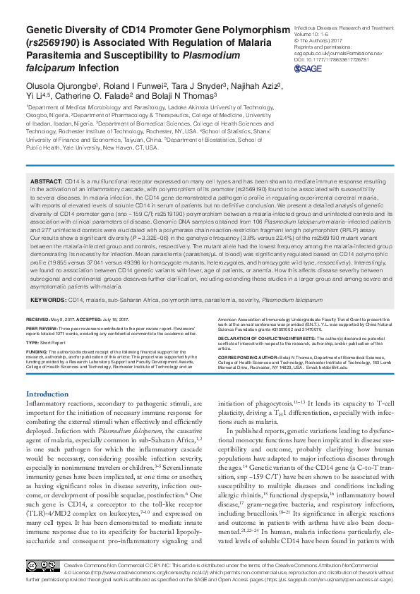 (PDF) Genetic Diversity of CD14 Promoter Gene Polymorphism () is ...