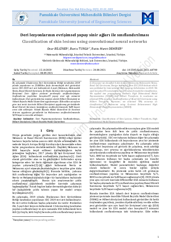 (PDF) Classification of skin lesions using convolutional neural networks