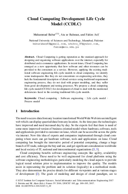 (PDF) Cloud Computing Development Life Cycle Model (CCDLC)