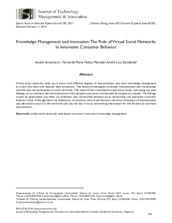 (PDF) Knowledge Management and Innovation: The Role of Virtual Social ...
